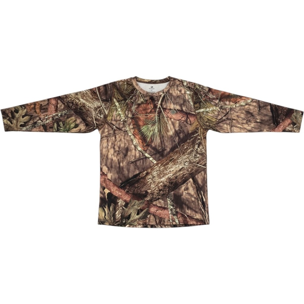 Mossy Oak Mens Camo Long Sleeve Performance Shirt Brown Woodland Hunting Top M